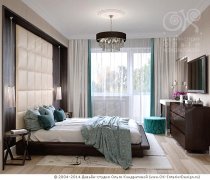 Дизайн современной бирюзово-коричневой спальни